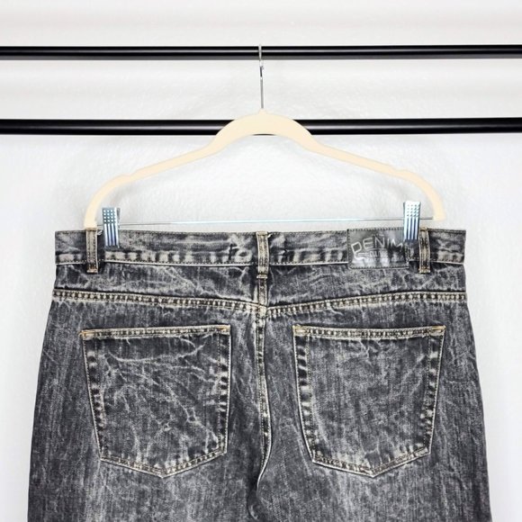 Denim Culture Men's Black Acid Wash Denim Distressed Design Front Jeans Size 38x - Picture 9 of 10